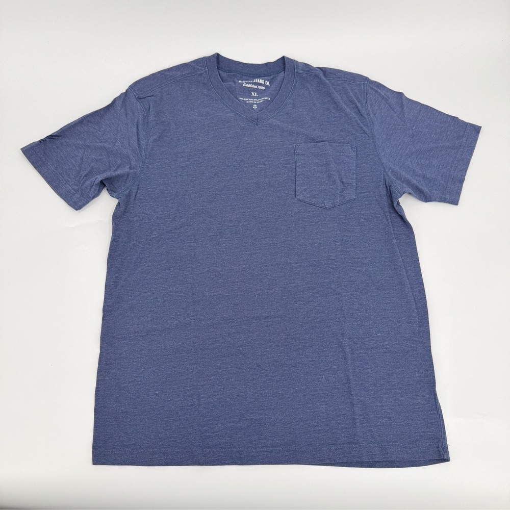 Nautica Jeans Co Shirt V Neck Pocket Tee Modern Gender XL Blue Heathered Cotton